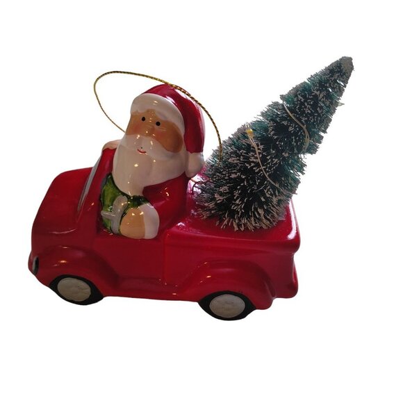 Christmas Light Up Santa Bear Snowman Truck Sleigh Wagon Ornaments Red Cars - Picture 7 of 8